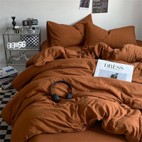 Thick Pure Brushed Bed Sheets, Duvet Cover Set, Four Piece Bedding Set Bed Sheet, Fully Enclosed for Home Gift