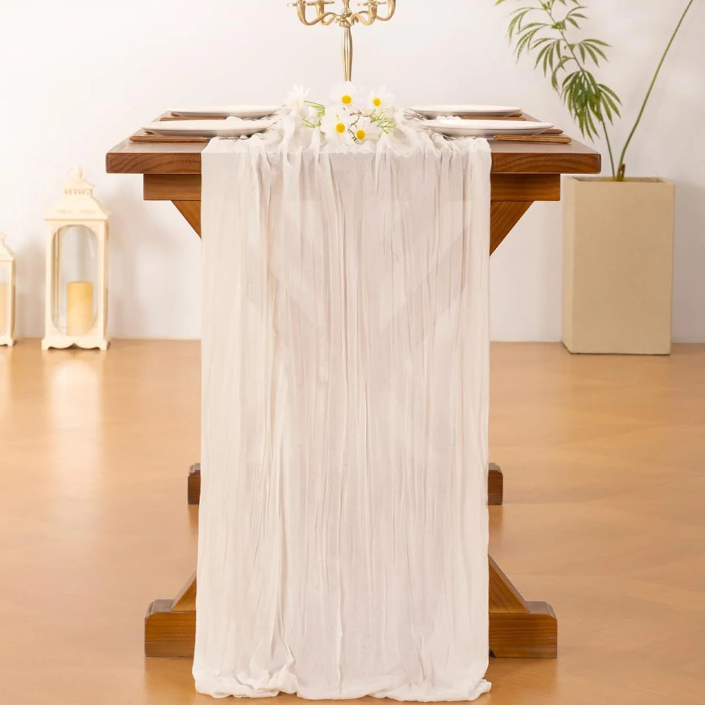 LILAVIA - Lilac Gauze Table Runner for Soft Bohemian Tablescapes