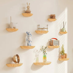 CIRVAYA - Solid Wood Semicircle Shelf for Artful Wall Storage