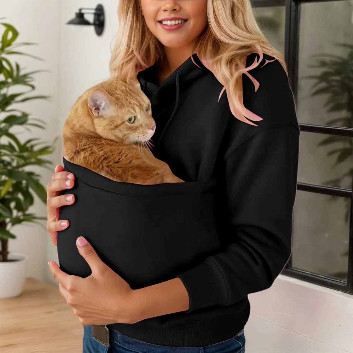 PAWNUVA - Pet Pocket Hoodie for Cozy Hands-Free Cat Carrying