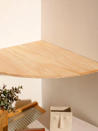 Wall Corner Shelves Wood Floating Wall Shelf Round End Wall Mounted Floating Corner Shelf for Bedroom Living Room and Kitchen