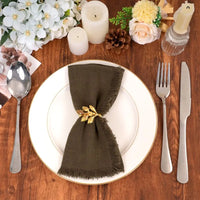 Packs Brown Napkins 16x16 Inch, Cotton Linen Handmade Cloth Napkins Bulk with Fringe Soft Rustic Boho Napkins for Wedding, Party