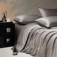 Luxury Bamboo Bedding Set with Duvet Cover Bed Sheet Pillowcases Solid Color 100% Bamboo Viscose Bedsheet Double Queen King Size