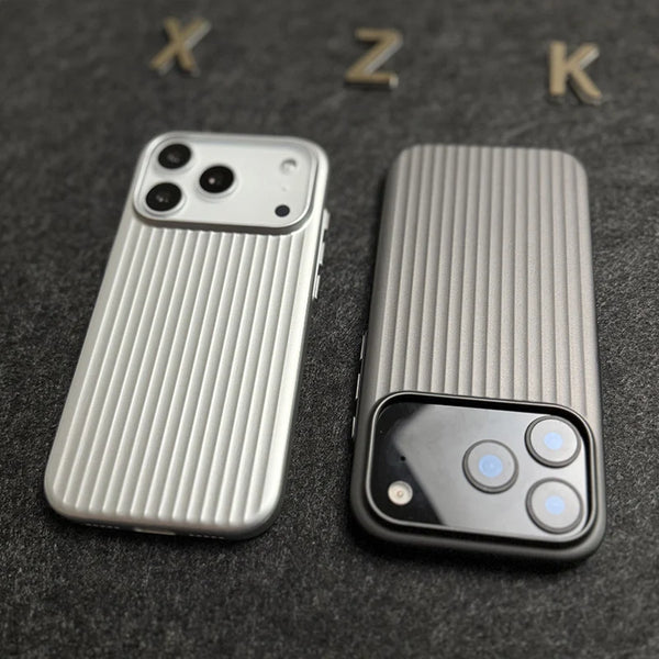 For iphone 17 16 Pro Max 17 Pro Case Hard Titanium Glossy Corrugated Stripe Anti-Fingerprint Back Cover For iphone 17 Pro Shell