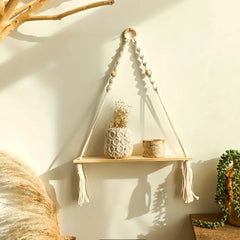 MACRIVA - Macrame Hanging Shelf for Displaying Plants and Decor