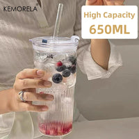 RILVENA - Striped Glass Tumbler for Distinctive Everyday Sipping