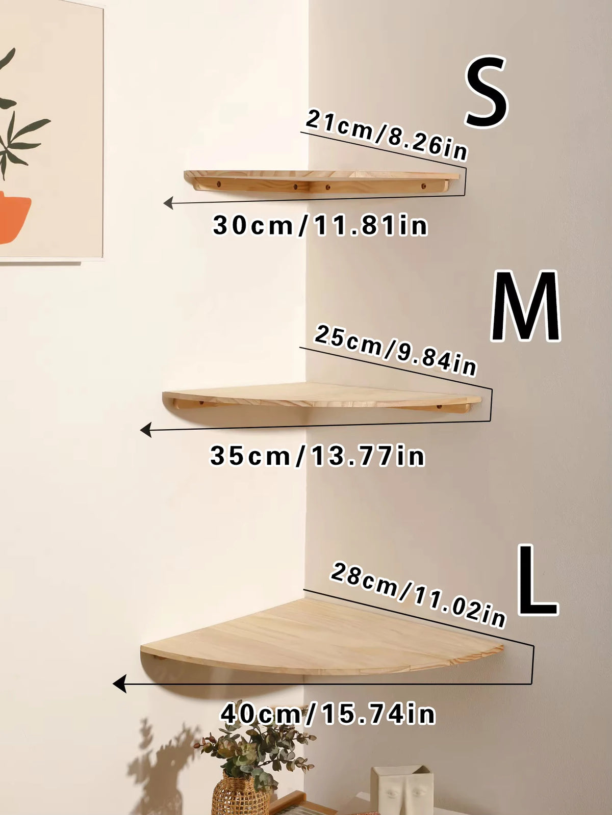 CORVYNE - Solid Pine Corner Shelf for Artful Space-Saving Display