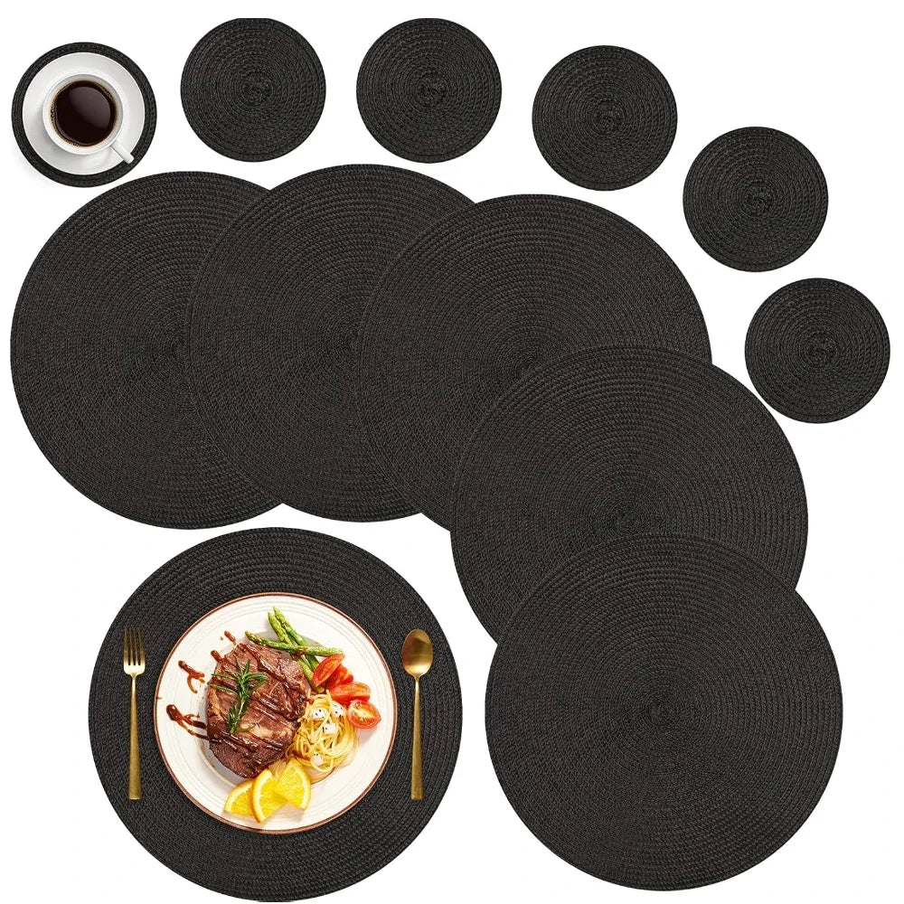 WEVLYRA - Braided Placemat and Coaster Set for Table Protection
