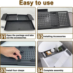 TUBELYN - Expandable Bath Caddy for Dry, Organized Tubside Storage