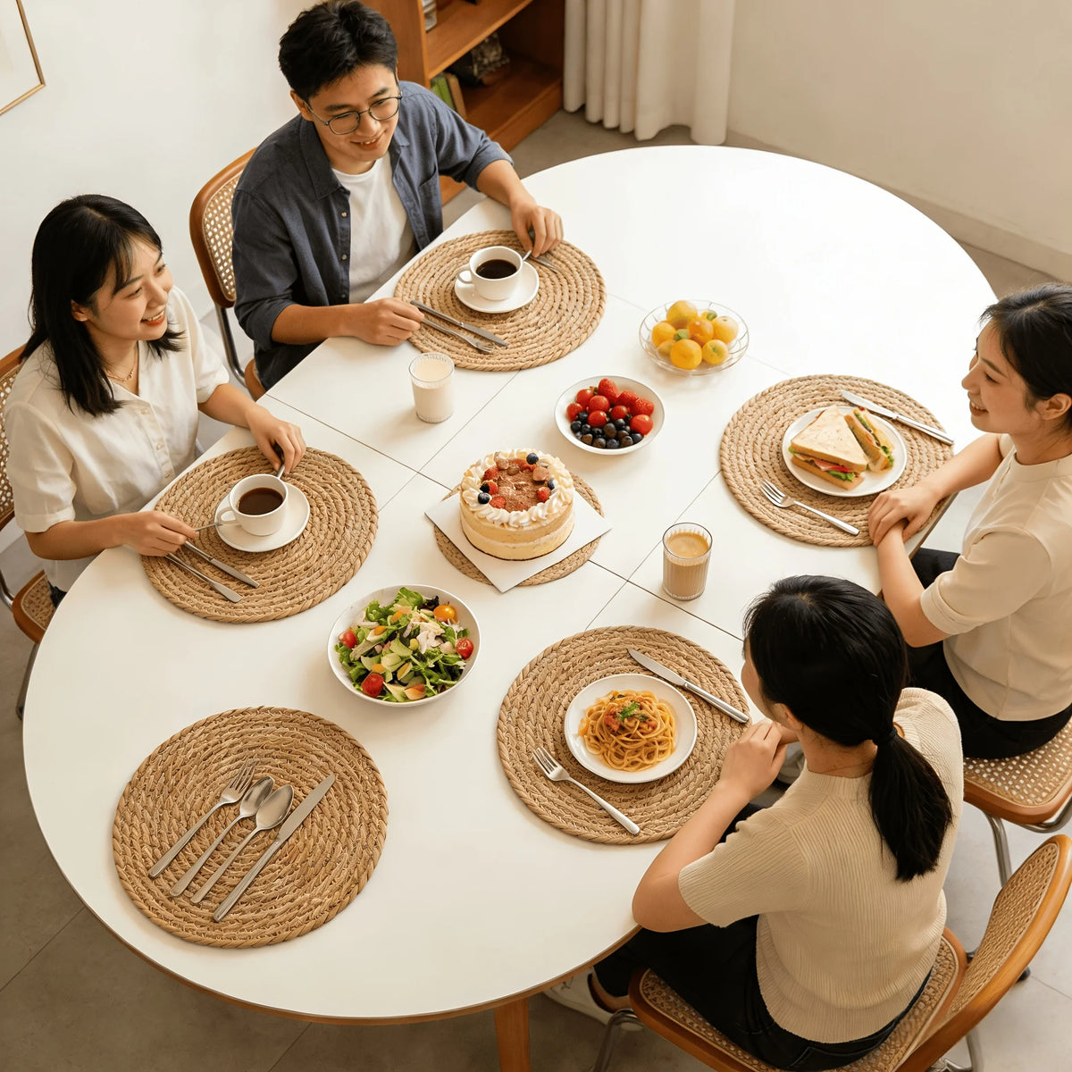 WEAVLORA - Handwoven Rattan Placemats That Protect Dining Tables