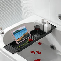 Retractable Bathtub Caddy Tray-Adjustable Plastic Bath Tub Organizer,Non-Slip Bathroom Shelf for Shower Storage bathtub tray