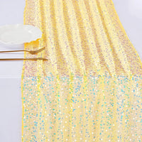 Sequin Iridescent Table Runner Boho Table Runners Glitter Sequin Tablecloth for Party Wedding Summer Mermaid Birthday Decoration