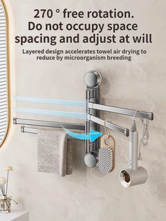 ROTAVRA - Folding Suction Towel Rack for Drill-Free Storage
