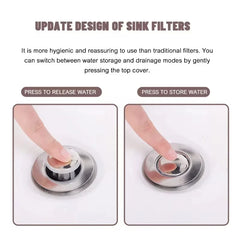 PLUVENA - Pop-Up Sink Stopper That Blocks Odors and Catches Hair