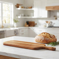 Wooden Charcuterie Board Large Serving Platter for Cheese Pizza Bread Appetizers with Handle Rustic Kitchen Cutting Board