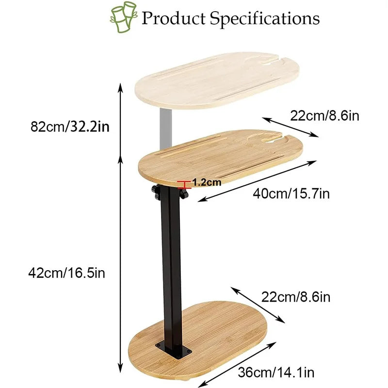 BAMVIRA - Adjustable Bamboo Bath Side Table for Relaxed Soaking