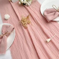 ROSAVEN - Textured Cotton Gauze Table Runner for Romantic Tables