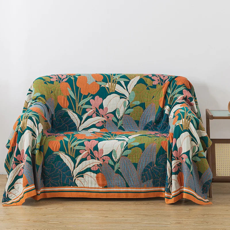 PETAVIA - Woven Cotton Sofa Throw for a Distinctive Seating Accent