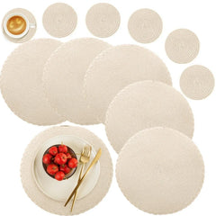 WEVLYRA - Braided Placemat and Coaster Set for Table Protection