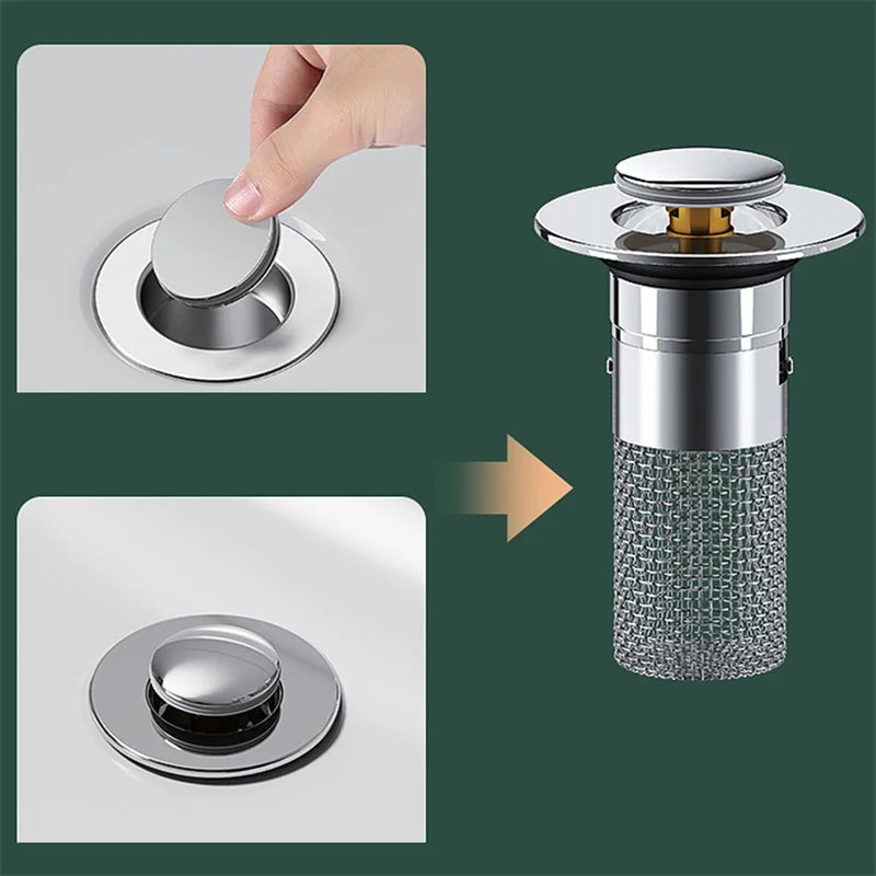 DRAIVEL - Polished Pop-Up Drain Stopper That Traps Hair and Prevents Clogs