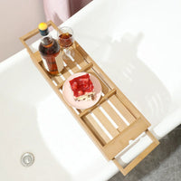 Expandable Luxury Wooden Bathtub Caddy Tray Bathtub Accessories 23.62''-34.25'' Soap Dish Non Slip Tablet Holder Storage Holder