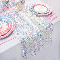GLIMVORA - Iridescent Sequin Table Runner for Striking Tablescapes