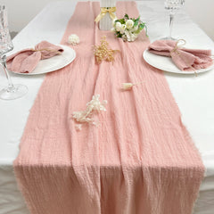 ROSAVEN - Textured Cotton Gauze Table Runner for Romantic Tables