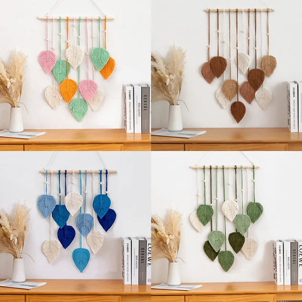 Modern Boho Wall Hanging Leaf  Macrame Wall Decor  Woven Aesthetic Home Deco Rmacrame Wall Decoration Tapiz Macrame