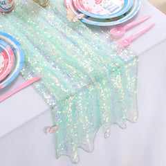 GLIMVORA - Iridescent Sequin Table Runner for Striking Tablescapes