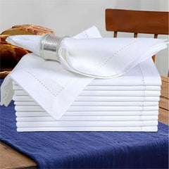 HEMVORA - Set of Six Hemstitched Linen Napkins for Refined Dining