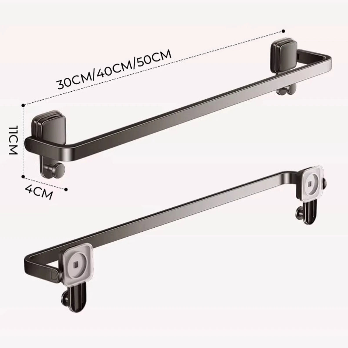 TOVELIQ - Folding Suction Towel Bar for Space-Saving Bathroom Storage
