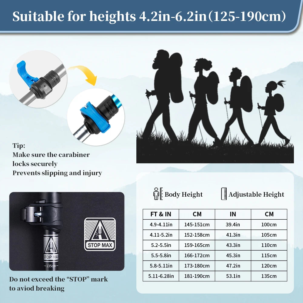 ALVYRA - Three-Section Aluminum Trekking Poles for Stable Trail Support