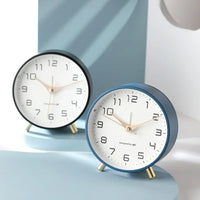 Nordic Light Luxury Quiet Alarm Clock Students Use A Simple Clock with A Frosted Metal Table Alarm Clock