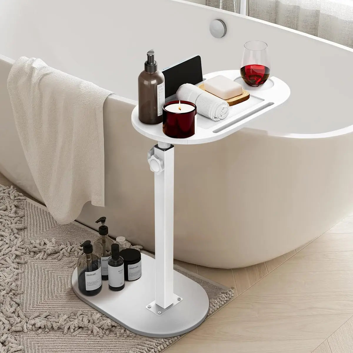 TUBORIA - Adjustable Bamboo Bath Table for Essentials Within Reach