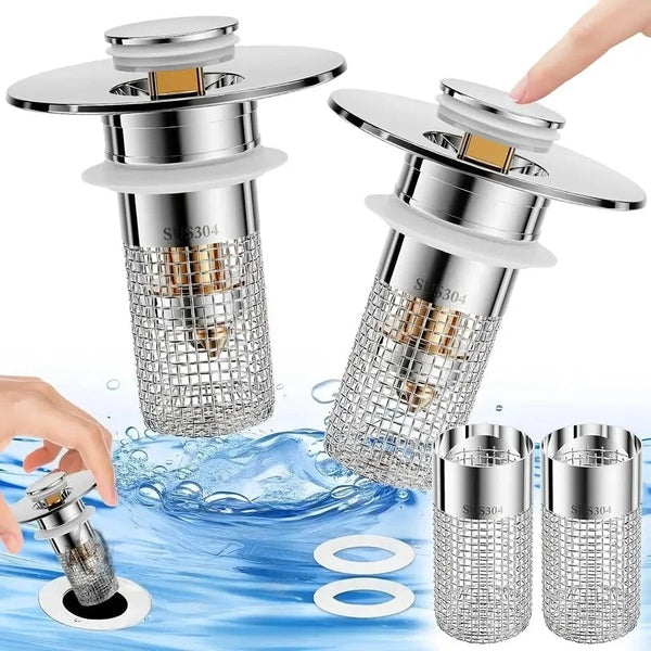 Durable Stainless Steel Floor Drain Stopper with Hair Catcher Anti Odor Pop Up Core for Bathroom Washbasin and Shower Cleaning