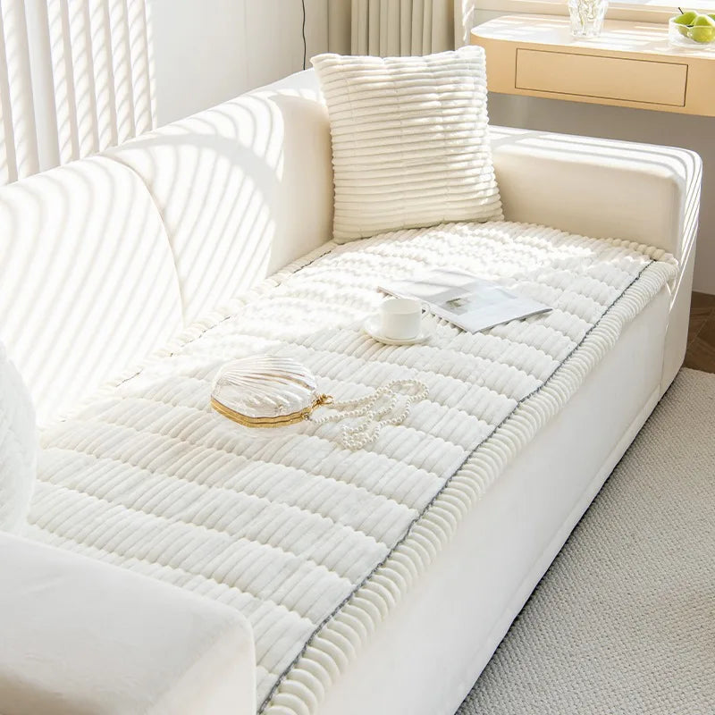QUILVANE - Striped Flannel Sofa Pad for Warmth and Striking Style