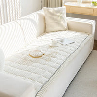 Thicken Quilting Warm Stripe Flannel Sofa Pad, for Winter Living Room Sofa Towel Multiuse Sofa Cover Slipcover