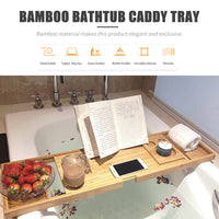 TUBLORA - Extendable Bamboo Bath Caddy for Calm, Organized Soaking