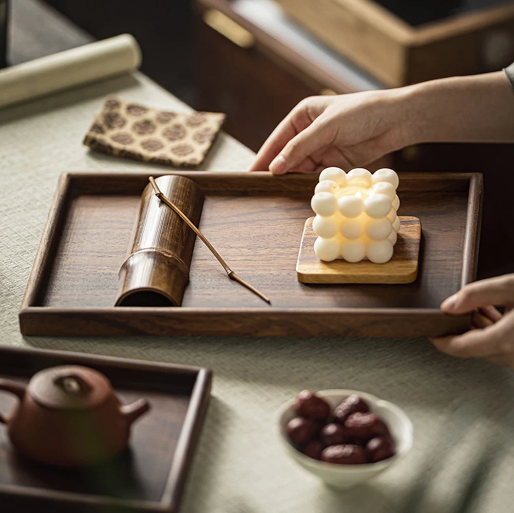 BAMBRIS - Curved Bamboo Serving Tray for Spill-Free Hosting