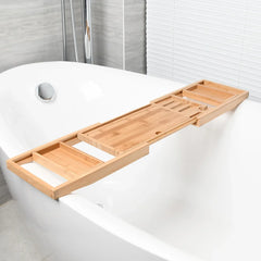 TRELUNE - Expandable Wooden Bathtub Caddy for Relaxed Soaking