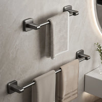Space Aluminum Towel Rod Self-Adhesive No-Drilling Bathroom Kitchen Hand Towel Holder Plastic Base Sticky Installation