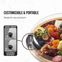 Serving Boards Charcuterie Boards Portable Round Wooden Food Platter with Lid for Party Christmas Restaurant Picnic Holiday