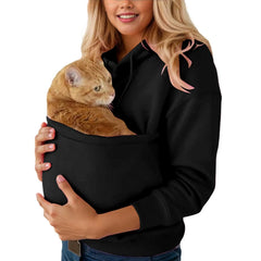 PAWNUVA - Pet Pocket Hoodie for Cozy Hands-Free Cat Carrying