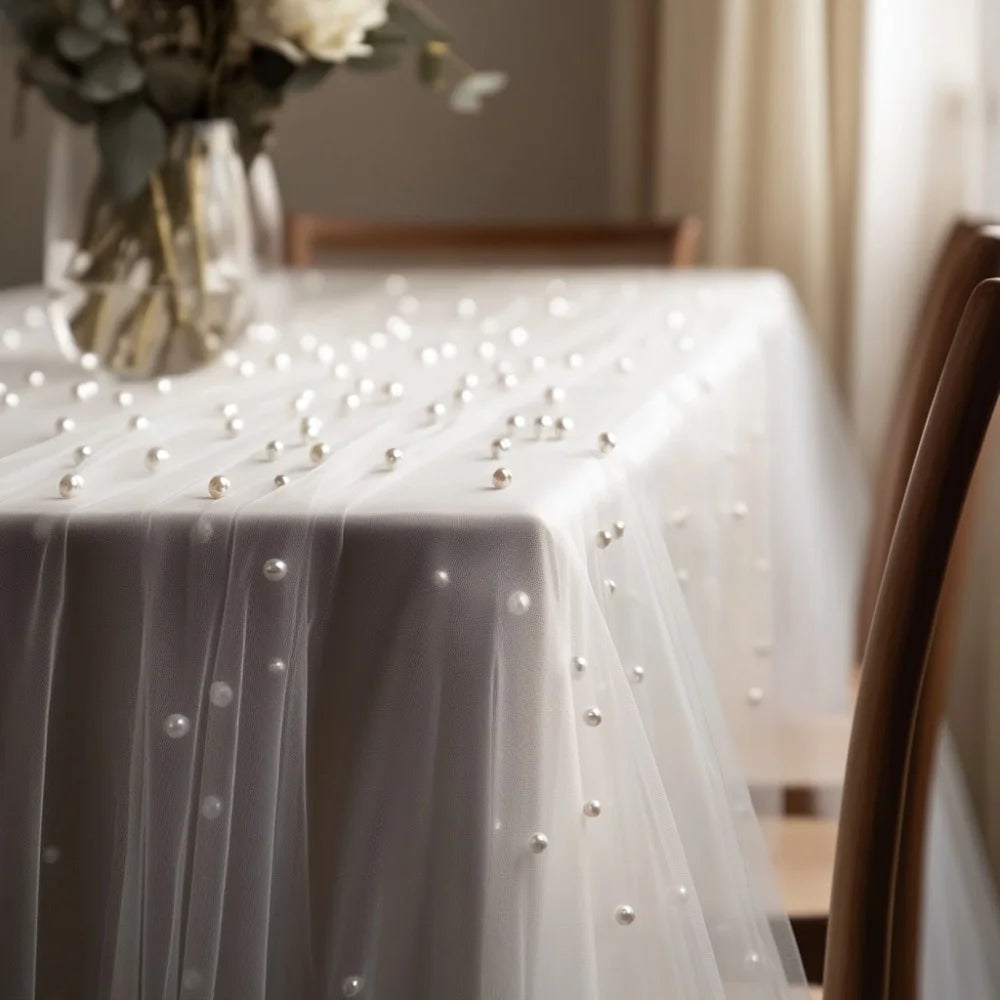 CHIFFARA - Pearl Chiffon Table Runner for Graceful Table Styling
