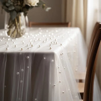 CHIFFARA - Pearl Chiffon Table Runner for Graceful Table Styling