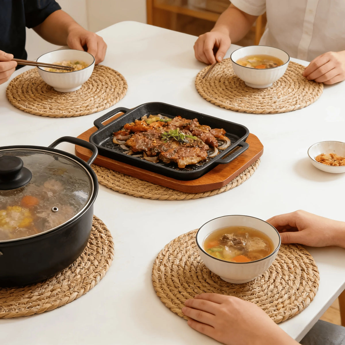 WEAVLORA - Handwoven Rattan Placemats That Protect Dining Tables
