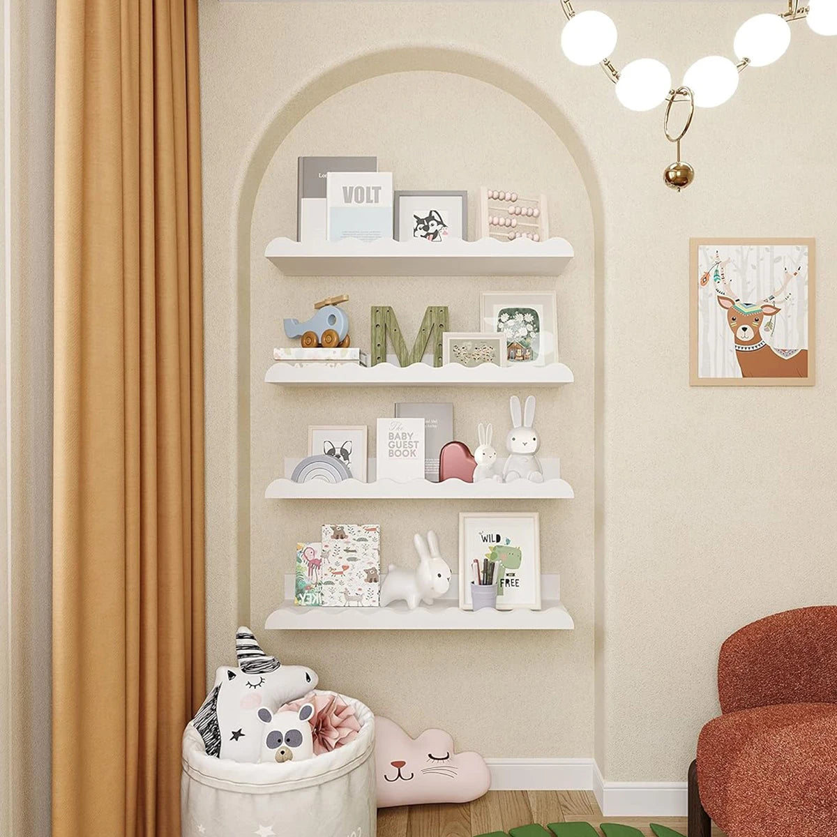 VELNORA - Wavy Floating Shelf for Sculptural Wall Storage