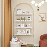 White Wavy Wooden Floating Shelf Bedroom Wall-Mounted Shelf Storage Wall Rack Home Toys Organizer Books Ledge Nursery Wall Decor