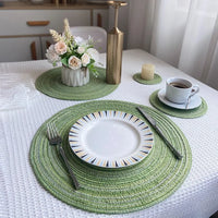Nordic Style Imitation Cotton Yarn Placemat Round Ramie Woven Coaster Insulation Dish Mat Household Anti-scald Mat