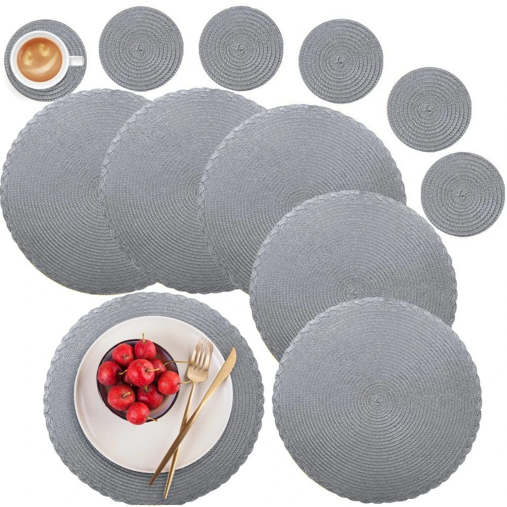 WEVLYRA - Braided Placemat and Coaster Set for Table Protection